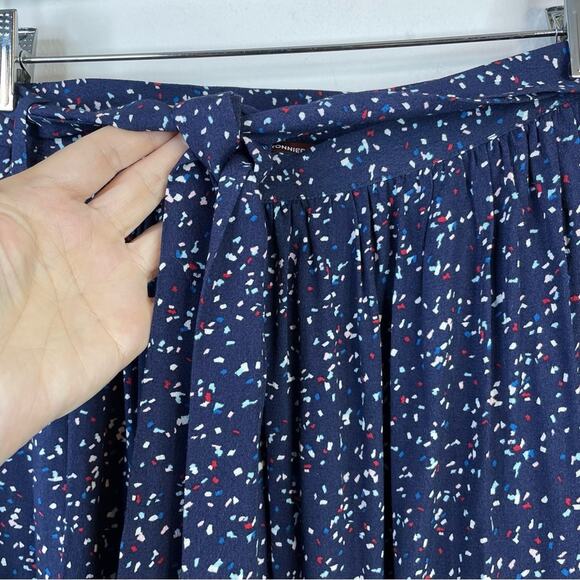 Comptoir Des Cotonniers Navy Blue Confetti Print Bow Waist Flowy Skirt womens S - Picture 4 of 15